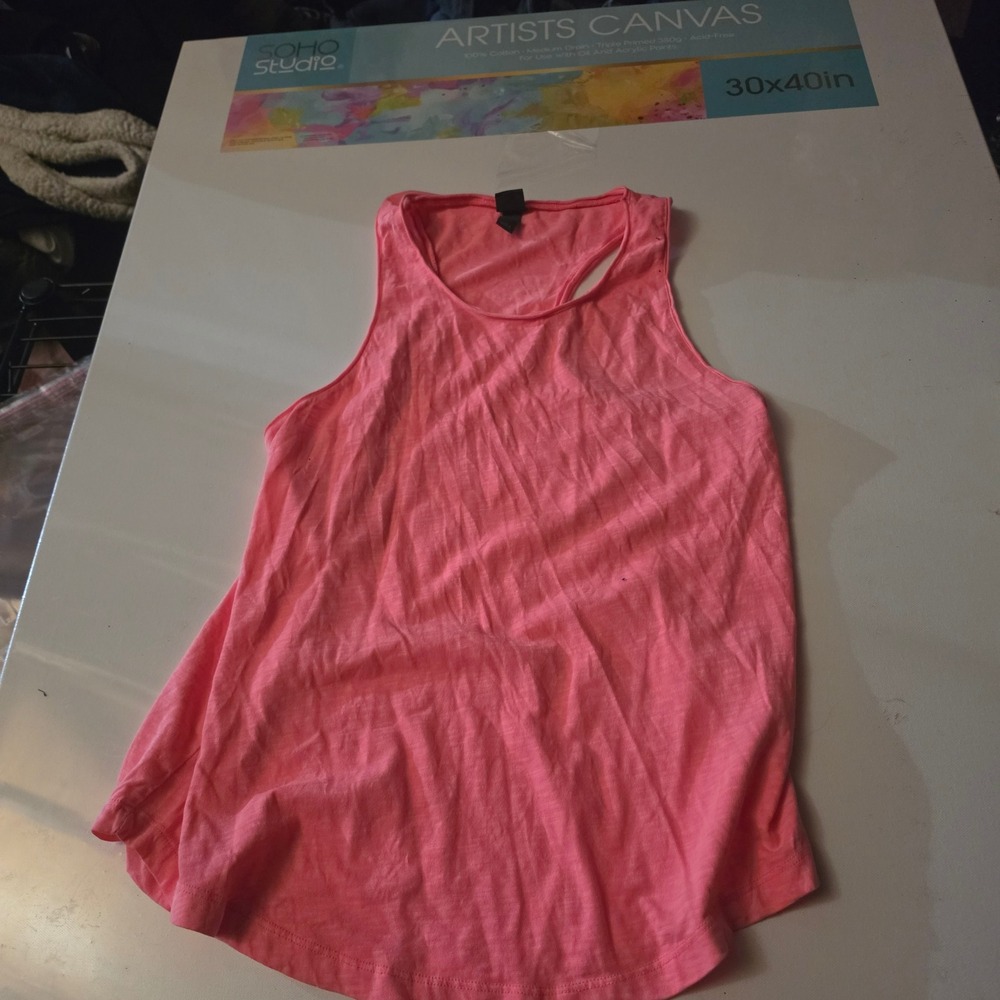 Wild Fable Womens Neon Pink Racerback Tank Top Size S Sleeveless Scoop Neck Slub